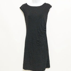 LOFT Black with White Side Shirred Dress